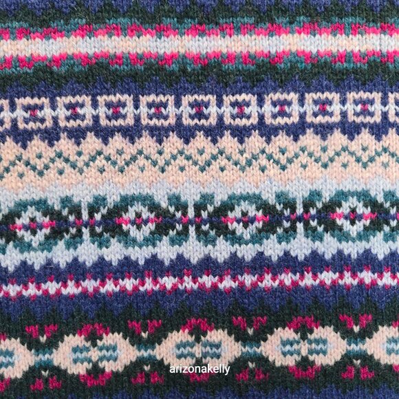 Brooks Brothers Fair Isle Sweater Lambswool Blend XS Blue Purple - Picture 15 of 16